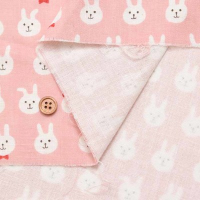 コットン ダブルガーゼプリント生地 蝶ネクタイうさぴょん生地の通販