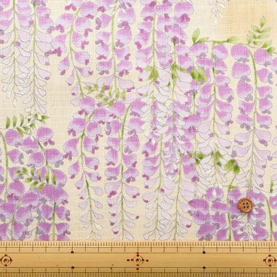 砧形流様文花生 コットンサザンクロスプリント生地 藤の花文様生地の通販|ノムラ