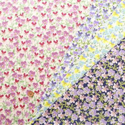 コットンブロードプリント生地　ビオラ