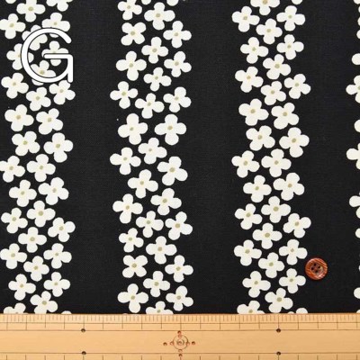 コットン10/1キャンバスプリント生地 あじさいストライプ生地の