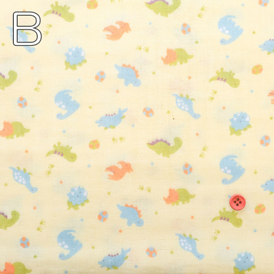 コットンダブルガーゼプリント生地 fluffy feeling きょうりゅう生地の