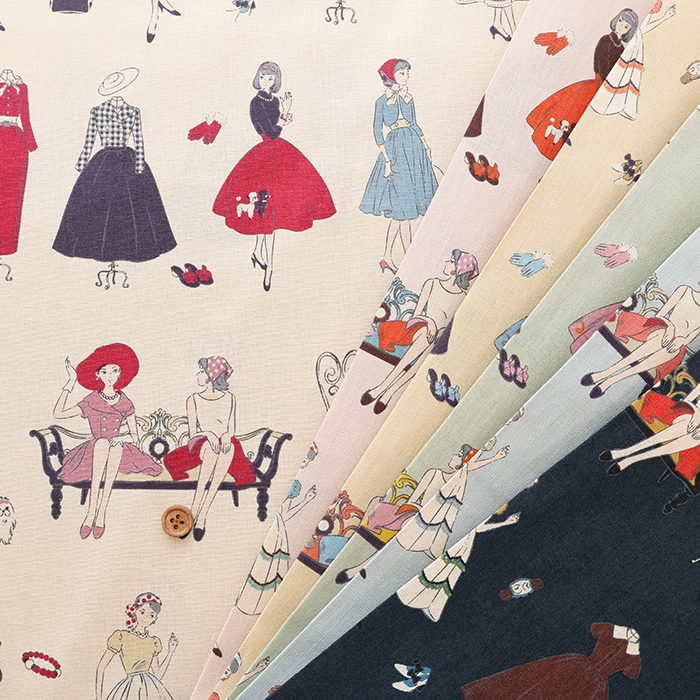 コットンシーチングプリント生地 Couturiere-クチュリエール