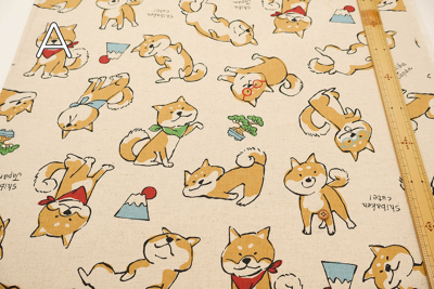 C/Lキャンバスプリント生地 Doodle Animal Shiba JAPAN生地の