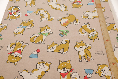 C/Lキャンバスプリント生地 Doodle Animal Shiba JAPAN生地の