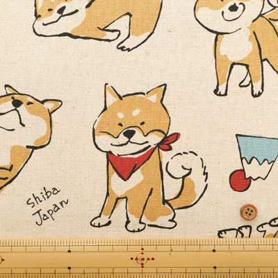 C/Lキャンバスプリント生地 Doodle Animal Shiba JAPAN生地の