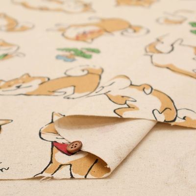 C/Lキャンバスプリント生地 Doodle Animal Shiba JAPAN生地の