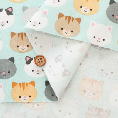 USAコットンシーチングプリント生地 ねこ生地の通販|ノムラ