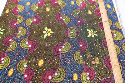 USAコットンシーチングプリント生地 アボリジナルアート生地の通販