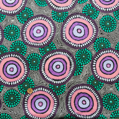 コットンシーチングプリント生地 70's Design Fiower Days生地の