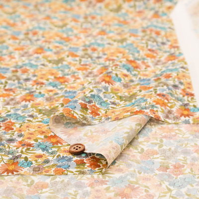 【美品】コンパニーアイタリアーナ　イタリア製　ファー　ポンチョ　グリーン LIBERTY FABRICS リバティプリント イタリア製タナローン生地