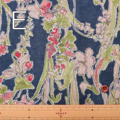 リネンシーチングプリント生地 スケッチフラワー生地の通販|ノムラ