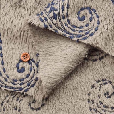 ポリエステルボアフリース刺繍生地 ペイズリー【1F】生地の通販