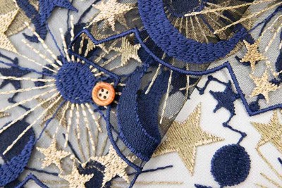 ご成約品 FOXEY テーラードカラー チュール刺繍 オーガンジー ワンピース