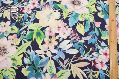 コットン60双天竺ニットインクジェットプリント生地 ボタニカル