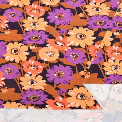 トルコ製 ビスコースニットプリント生地 フラワー生地の通販