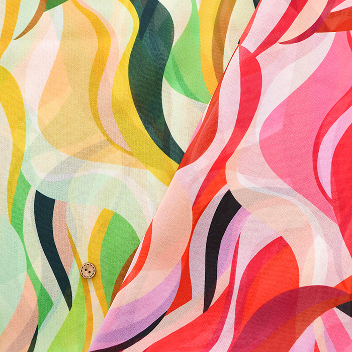 イタリア製 ポリエステルジョーゼットインクジェットプリント生地 幾何