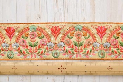 インド製 刺繍リボン 約80mm幅生地の通販|ノムラテーラー