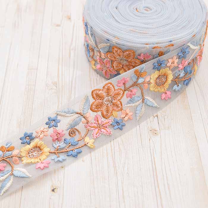 インド　古布　帯　テープ　リボン　古道具 インド製 刺繍リボン 約50mm幅生地の通販|ノムラテーラー