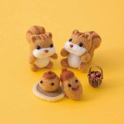 ハンドメイド。フエルト画像用。 かんたんキュートなニードルフェルト もふもふビレッジ生地の
