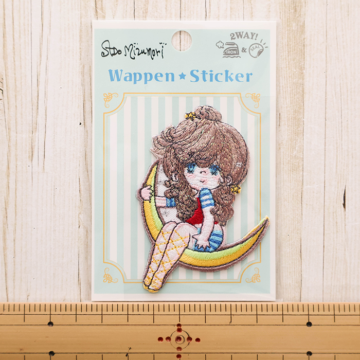 2wayワッペン 水森亜土 キラキラワッペン大 少女と月生地の通販|ノムラ