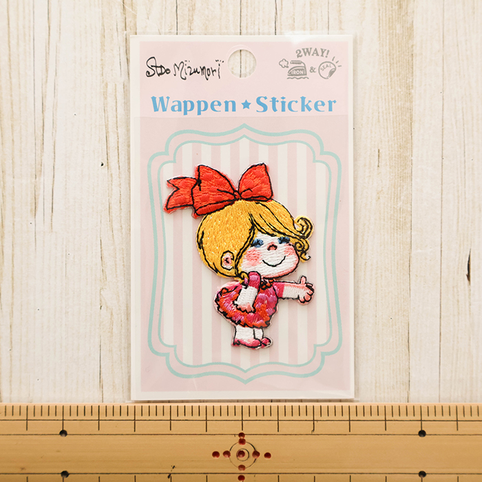 2wayワッペン 水森亜土 キラキラワッペン小 女の子 リボン生地の通販