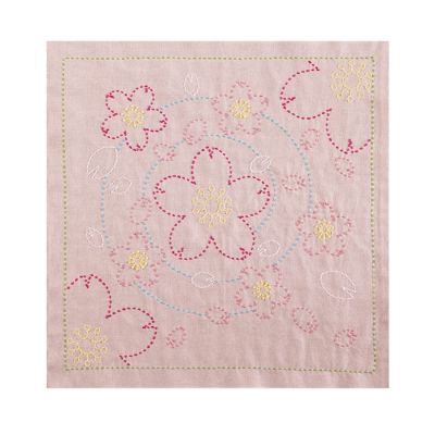 刺し子花ふきんキット 水辺の桜（渋ピンク）生地の通販|ノムラテーラー