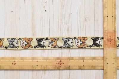 インド製 刺繍リボン ネコ 約25mm幅生地の通販|ノムラテーラー