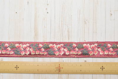 インド　古布　帯　テープ　リボン　古道具 インド製 刺繍リボン 約70mm幅生地の通販|ノムラテーラー