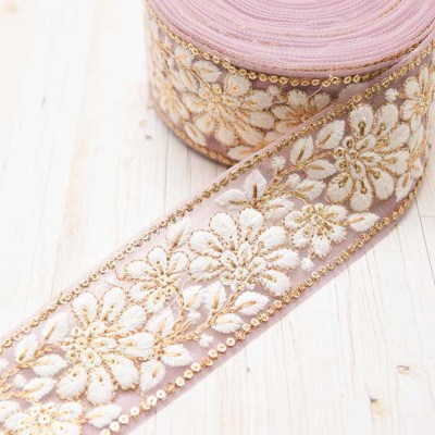 インド製　刺繍リボン　約55mm幅