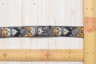 インド製 刺繍リボン ネコ 約25mm幅生地の通販|ノムラテーラー