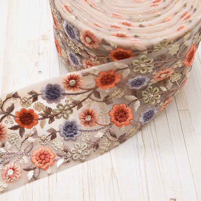 インド製 刺繍リボン 約70mm幅生地の通販|ノムラテーラー