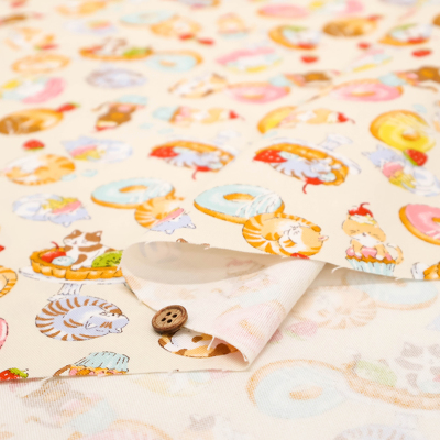 コットンオックスプリント生地 スイーツ Cat生地の通販|ノムラテーラー