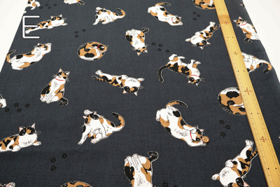 コットンオックスプリント生地 三毛猫生地の通販|ノムラテーラー