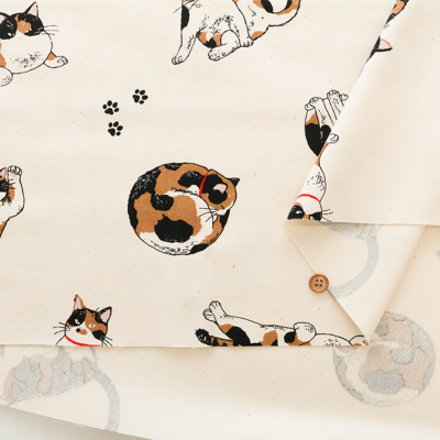 コットンオックスプリント生地 三毛猫生地の通販|ノムラテーラー