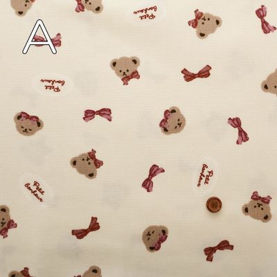 コットンオックスプリント生地 くまリボン生地の通販|ノムラテーラー