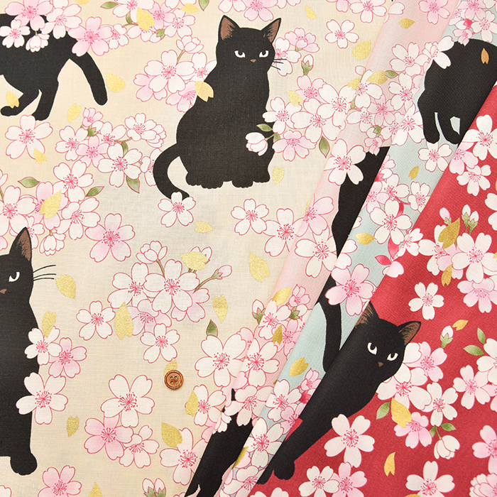 チロ様◎フランクリンミント★猫コレクション★伊万里（imari44)＋3点追加 コットンシーチングプリント生地 MANEKI NEKO生地の通販|ノムラ