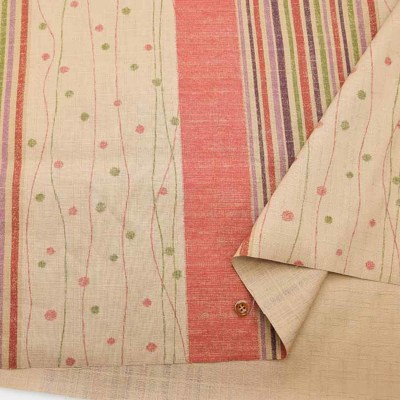 コットンサザンクロス抜染加工生地 変り縞水玉文様生地の通販|ノムラ