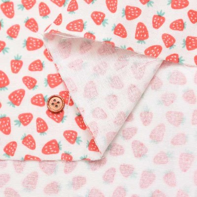 コットンダブルガーゼプリント生地 ベビーストロベリー生地の