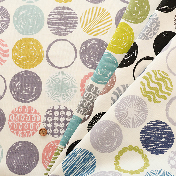 コットンオックスプリント生地 北欧サークル生地の通販|ノムラテーラー