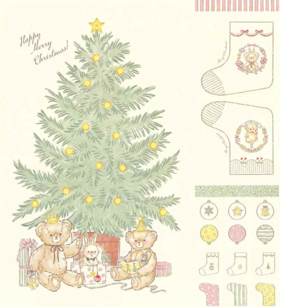 ≪柄売り≫コットンシーチングインクジェットプリント生地　Natural Christmas　パネル柄　【1柄約110cm×100cm】