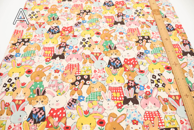 コットンオックスプリント生地 Powerful animal ウサギ生地の通販