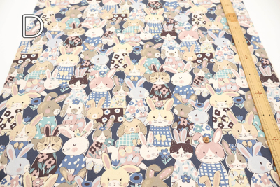 コットンオックスプリント生地 Powerful animal ウサギ生地の通販