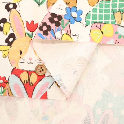 コットンオックスプリント生地 Powerful animal ウサギ生地の通販